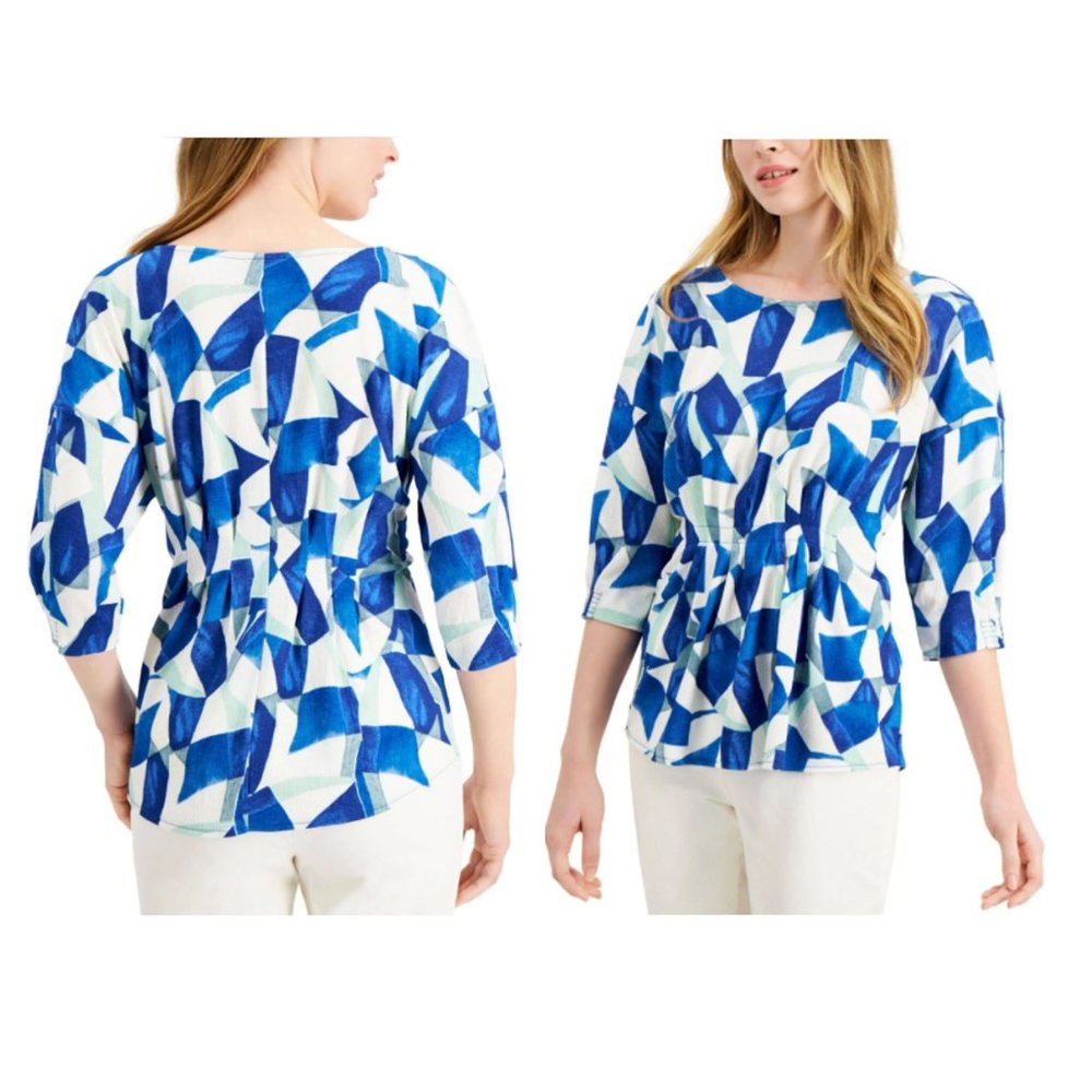 Alfani Women's Cinched-Front 3/4 Sleeve Top - Large